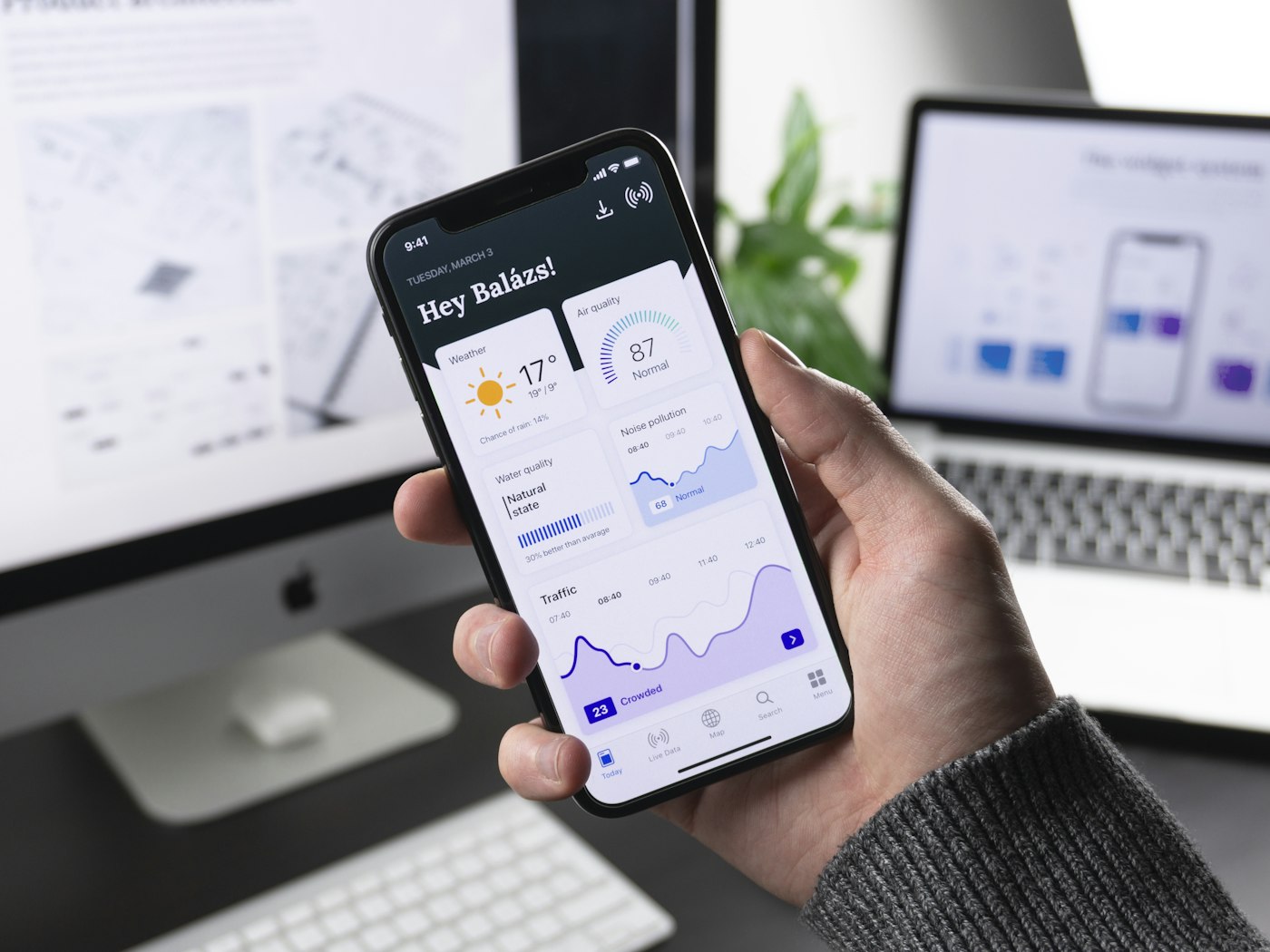 Developer building a mobile application interface